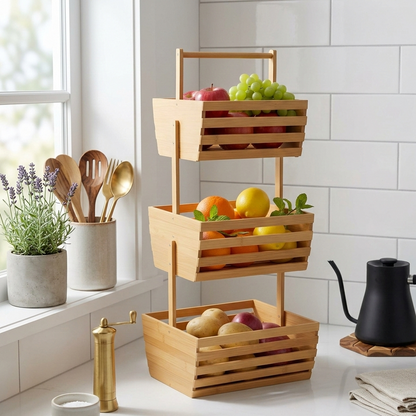 RANGEMENT 3 NIVEAUX EN BAMBOU