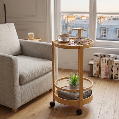 Table d'Appoint Mobile en Bambou Cercle