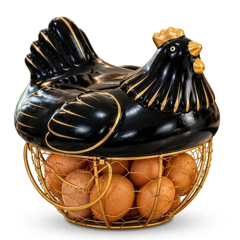 Panier à Œufs Poule en Céramique I Organisation moderne