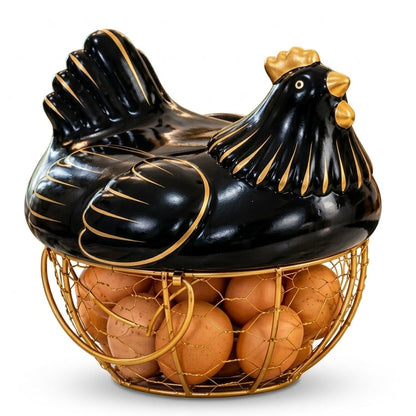 Panier à Œufs Poule en Céramique I Organisation moderne
