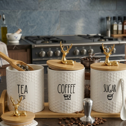 Set de 3 Pots en Porcelaine Premium avec Support
