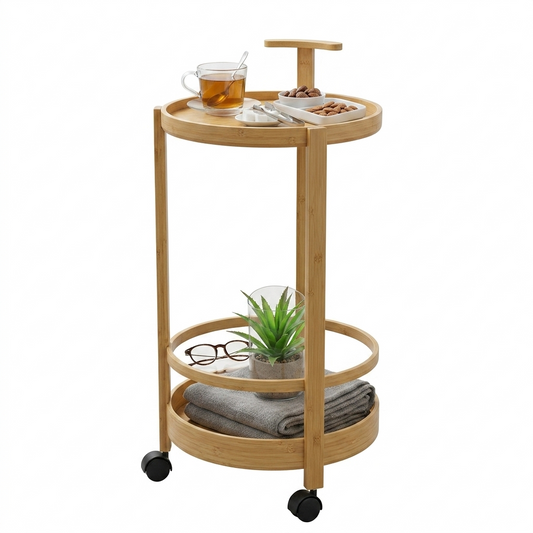 Table d'Appoint Mobile en Bambou Cercle