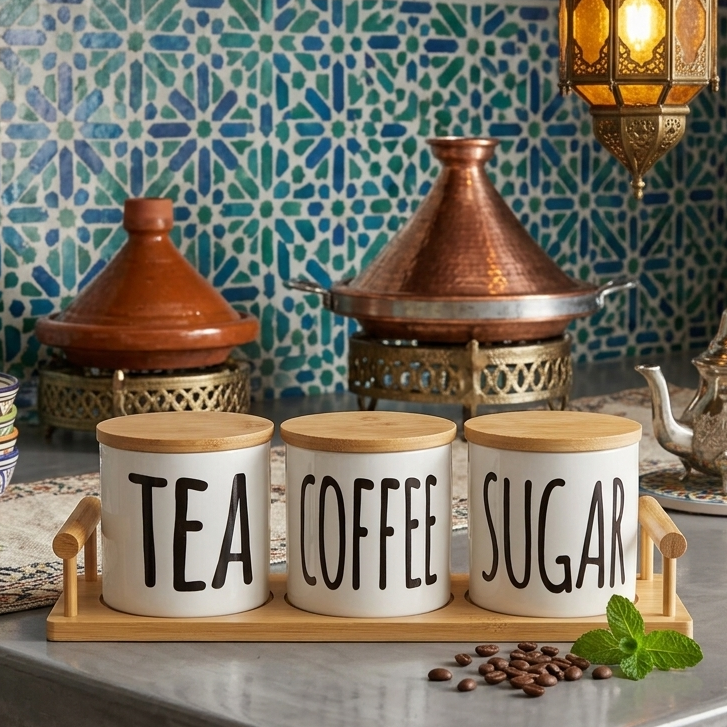 Trio de Pots en Porcelaine avec Support