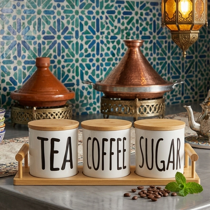 Trio de Pots en Porcelaine avec Support
