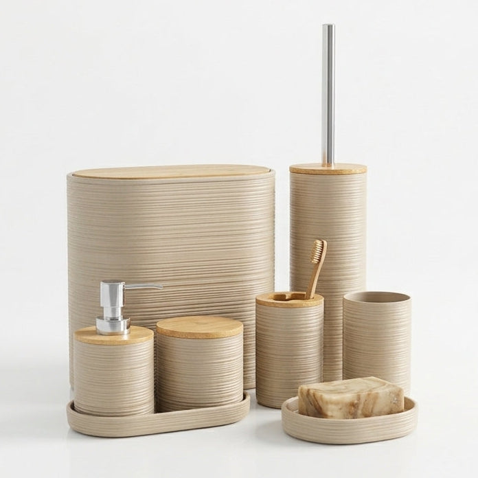 Set De Salle De Bain 8 Pièces En Bambou