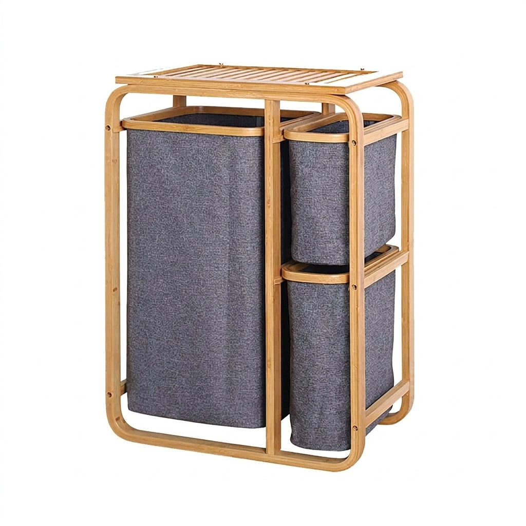 Panier à Linge Scandinave Bambou & Sac Amovible