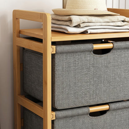 Meuble de Rangement 4 Niveaux en Bambou I Style Scandinave