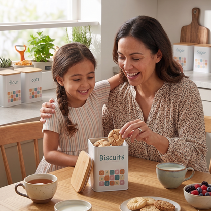 Set de Rangement Cuisine Premium 5 Pièces & Couvercles Bois