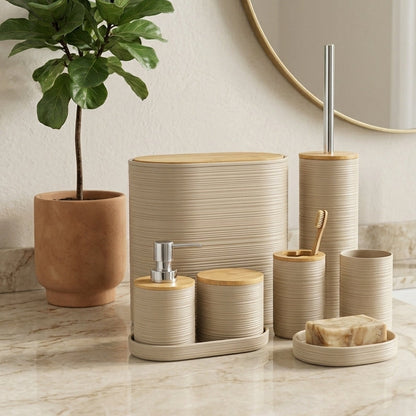 Set De Salle De Bain 8 Pièces En Bambou