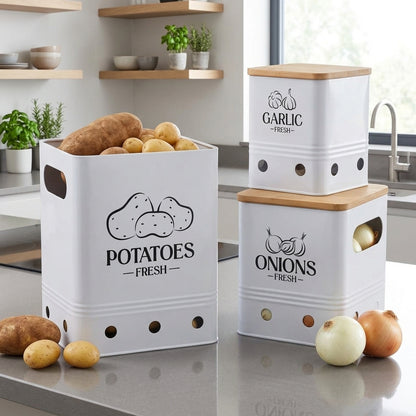 Lot de 3 Boîtes De Rangement I Légumes - Ail - Onion