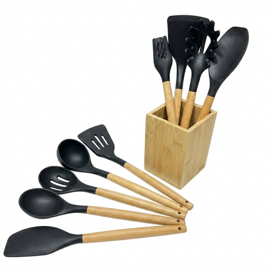 Set de 9 Ustensiles de Cuisine en Bambou