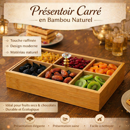 Présentoir Carré en Bambou Naturel