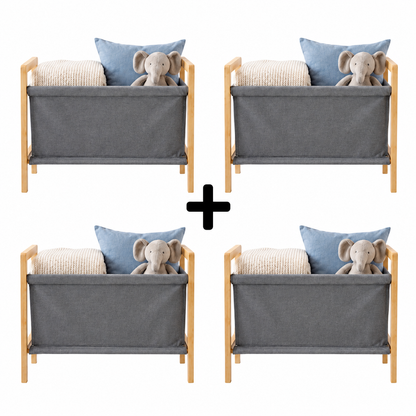 Pack de 4 Panier à Linge Scandinave Bambou I Pratique & Durable