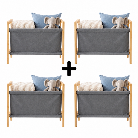 Pack de 4 Panier à Linge Scandinave Bambou I Pratique & Durable