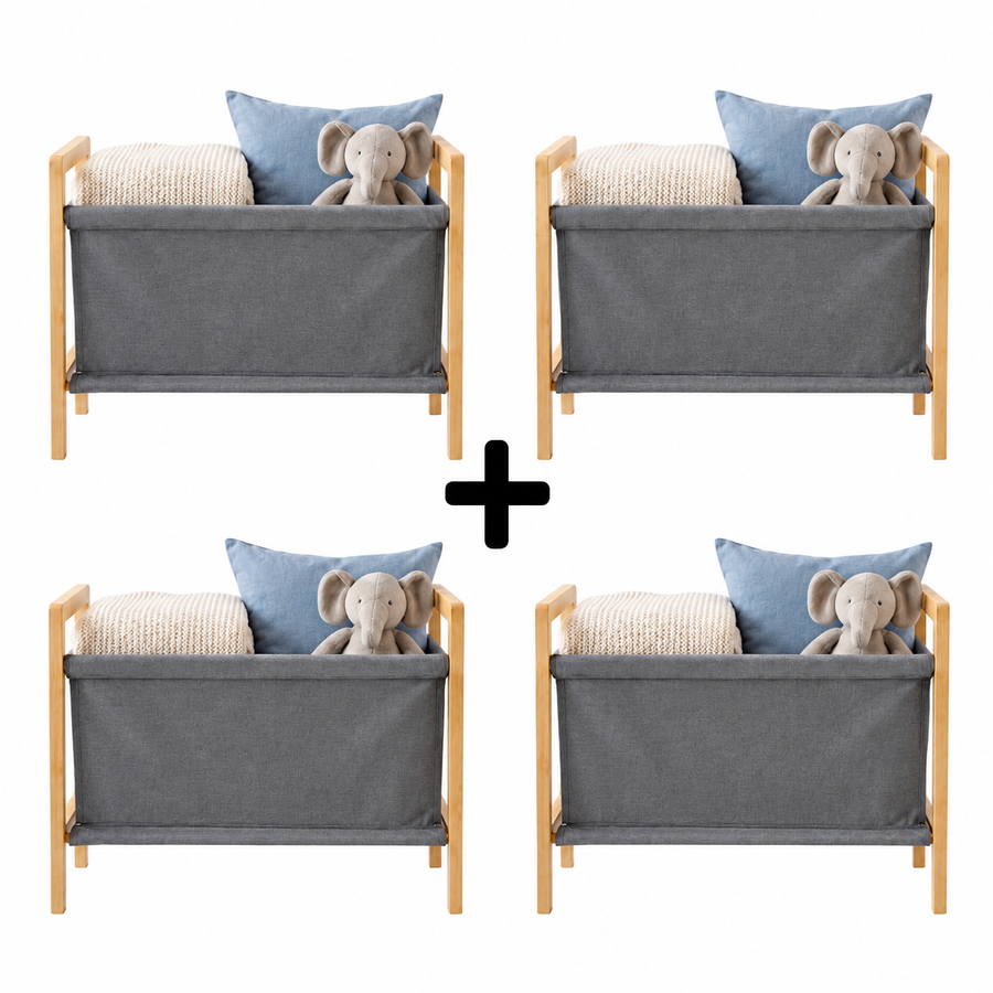 Pack de 4 Panier à Linge Scandinave Bambou I Pratique & Durable