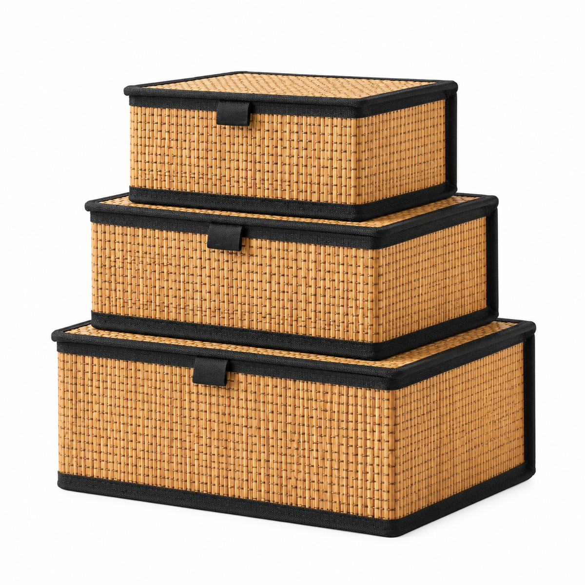 Set 3 Boîtes Bambou avec Couvercle I Rangements Multi-Usages