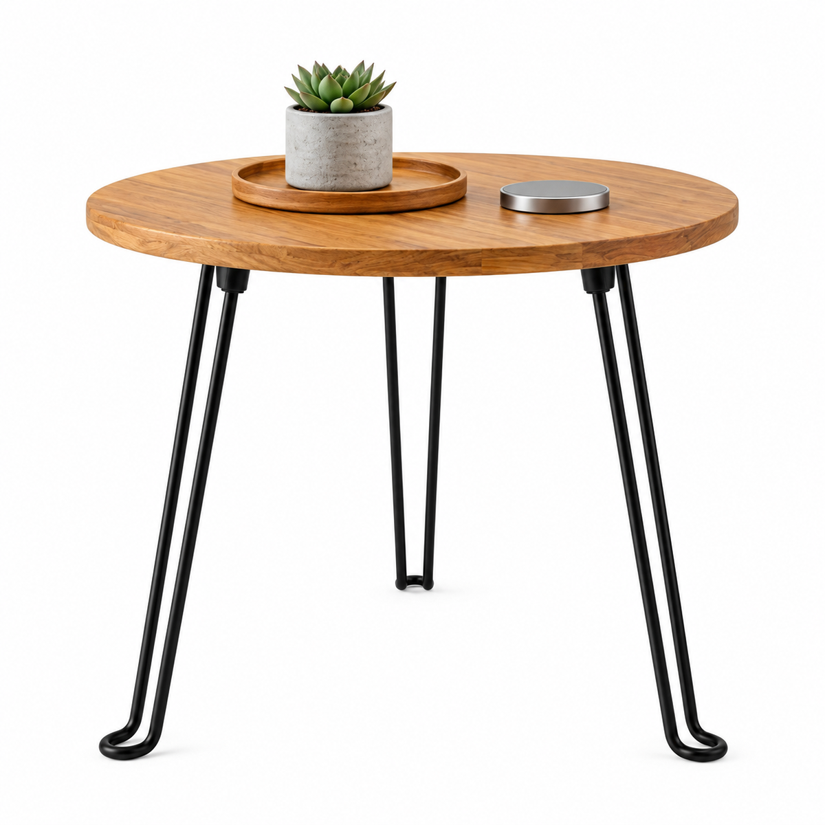 Table Basse Ronde Pliante en Bois I Pieds Métal