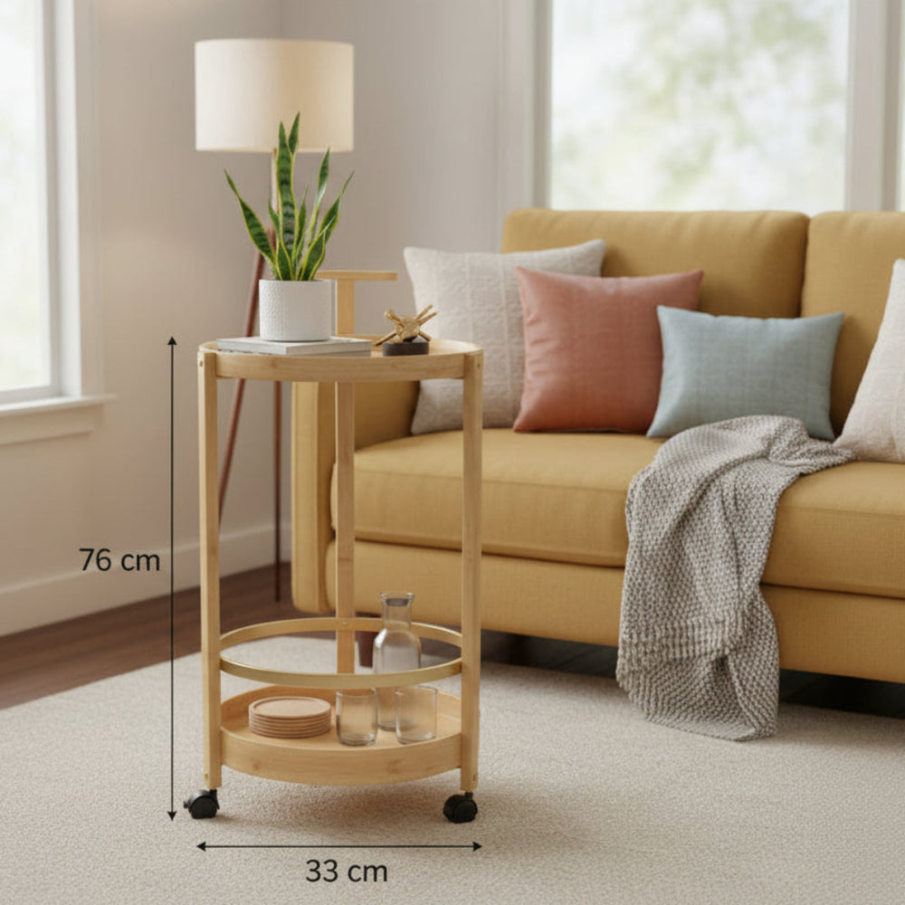 Table d'Appoint Mobile en Bambou Cercle