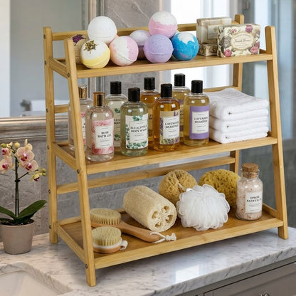 Étagère Multifonctions en Bambou Naturel I Design Épuré & Naturel