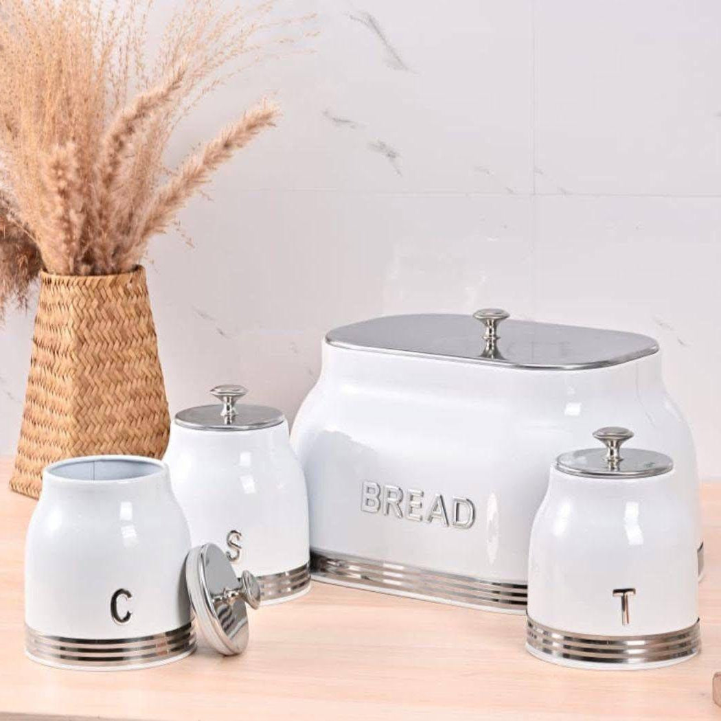 Set Boîte à Pain & 3 Bocaux Gourmet & Collection Rétro Chic