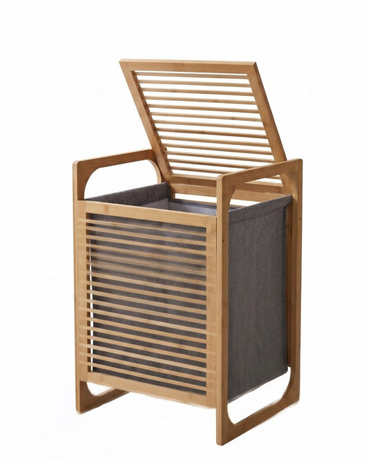 Panier à Linge Scandinave Bambou & Sac Amovible
