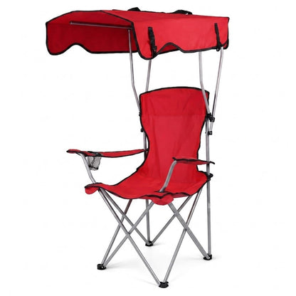 Chaise de Camping Pliante / Auvent Anti-UV Intégré