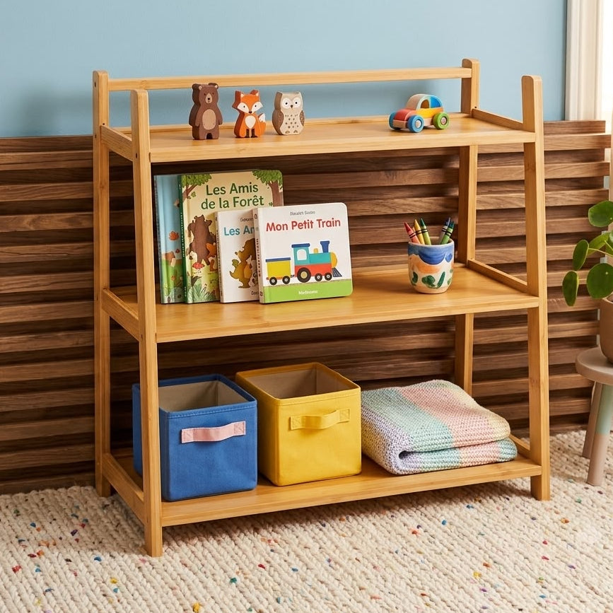 Étagère Multifonctions en Bambou Naturel I Design Épuré & Naturel