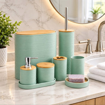 Set De Salle De Bain 8 Pièces En Bambou