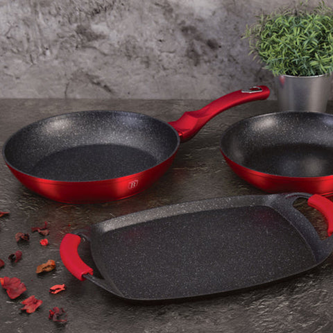 ENSEMBLE DE 2 POÊLES À FRIRE ET ASSIETTES À GRILLER