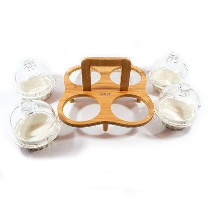 PRESENTOIR EN PORCELAINE 4 PIECES PAJI