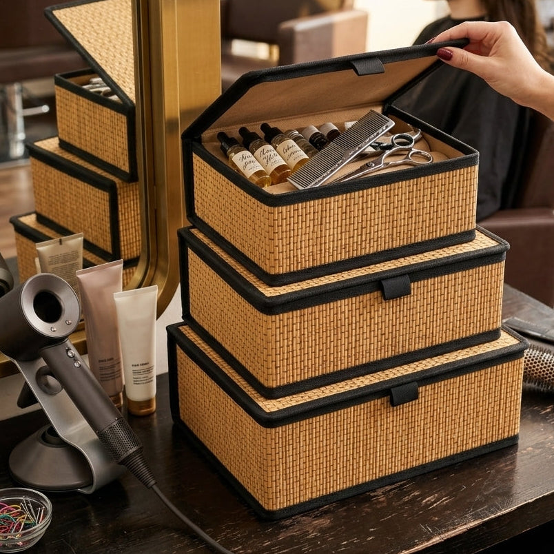 Set 3 Boîtes Bambou avec Couvercle I Rangements Multi-Usages