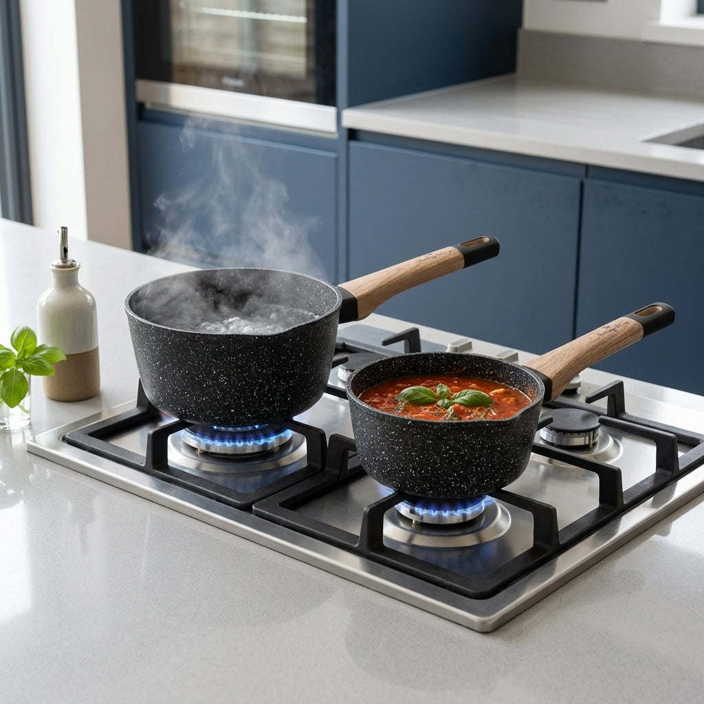Set de 3 Casseroles en Granite I Haute Résistance & Zéro Accroche