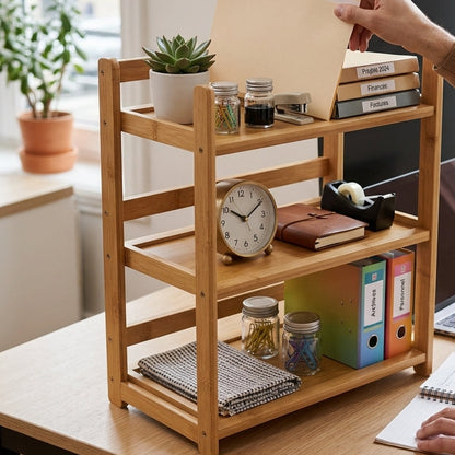 Pack de 2 Étagères Multifonctions en Bambou Naturel I Design Épuré & Naturel