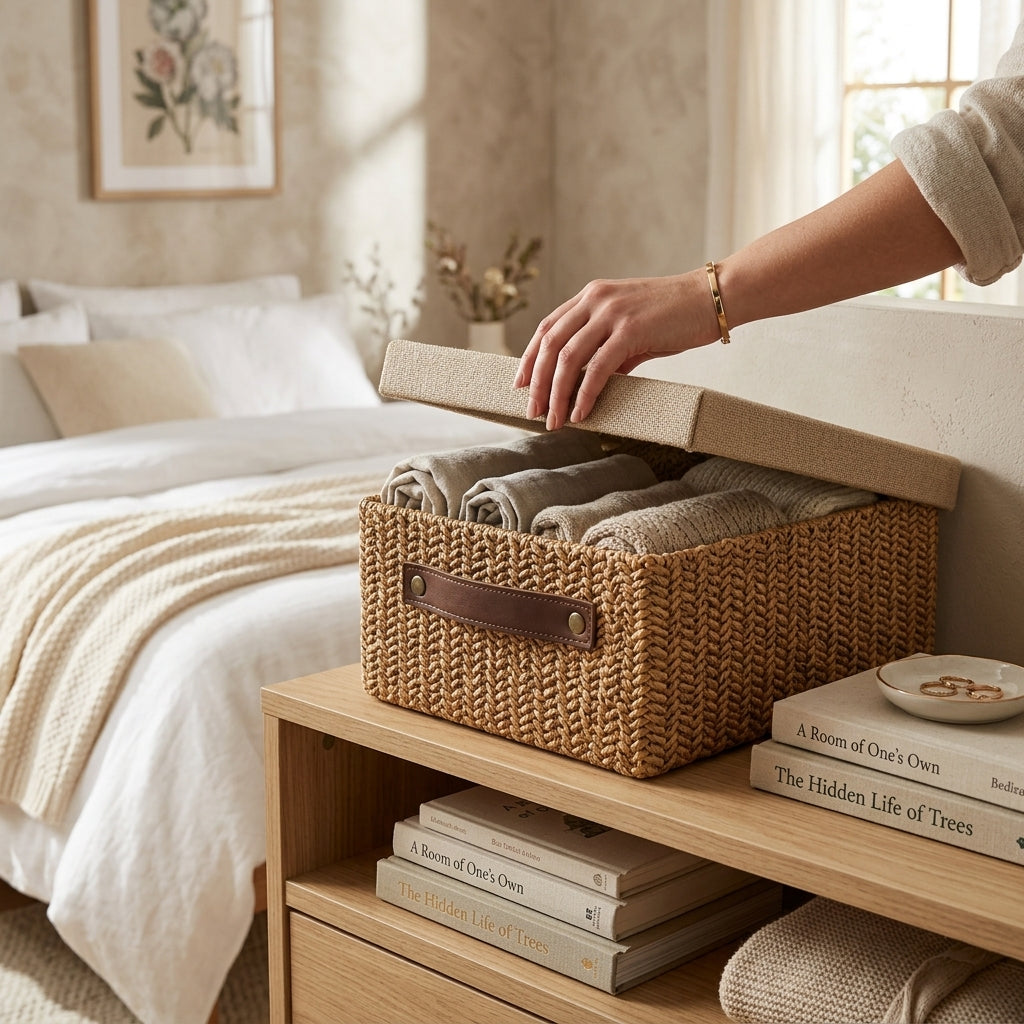 Lots de 3 Paniers de Rangement Tressés avec Couvercle
