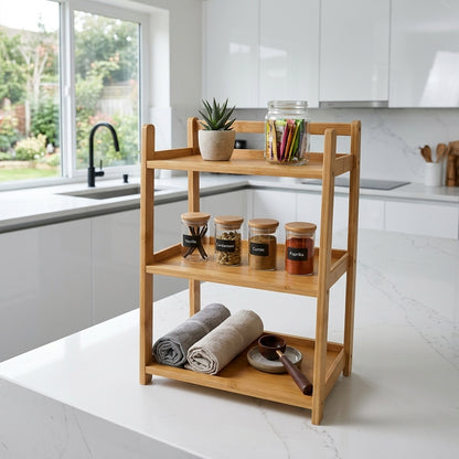 Pack de 2 Étagères Multifonctions en Bambou Naturel I Design Épuré & Naturel