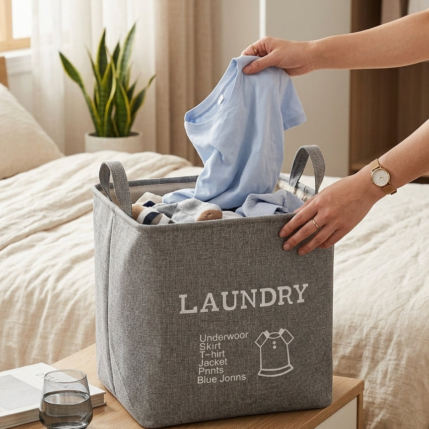 Pack de 3 Panier à Linge En Tissu I Facile à Transporter