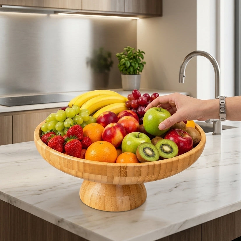 Bol à Fruits & Légumes En Bambou I Style Épuré & Modern Design
