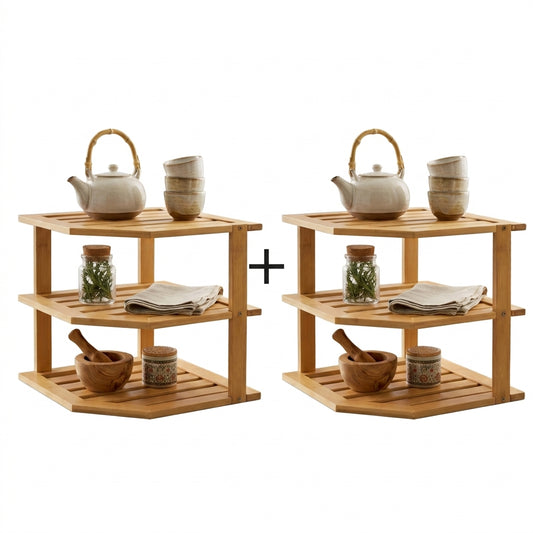 Pack de 2 Mini Étagères de Polyvalent en Bambou I Organisateur Compact