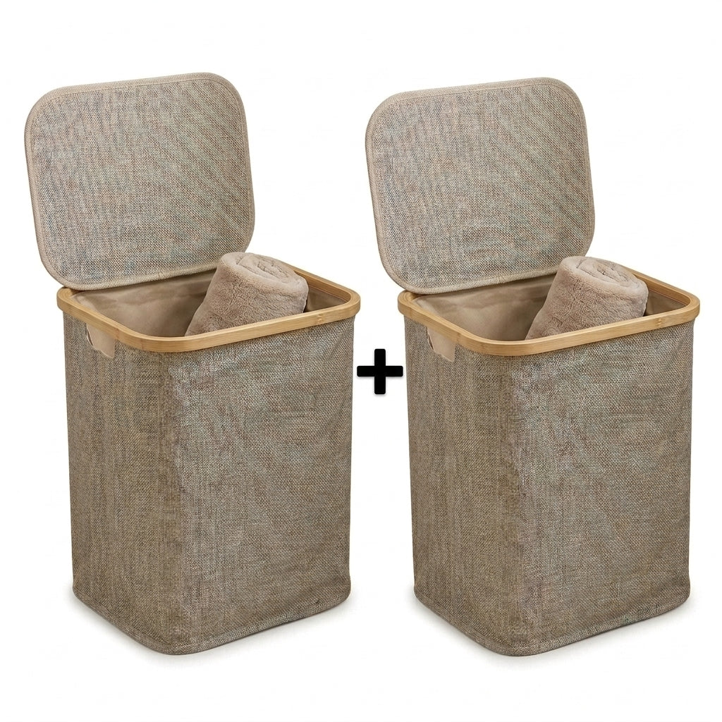 Pack de 2 Paniers à Linge En Tissu I Poignées De Transport Faciles