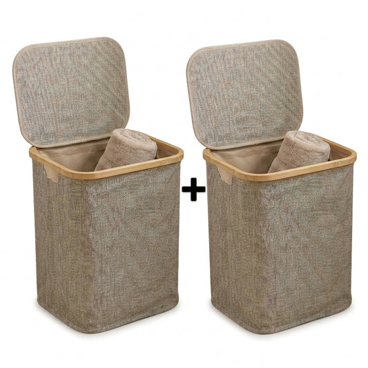 Pack de 2 Paniers à Linge En Tissu I Poignées De Transport Faciles