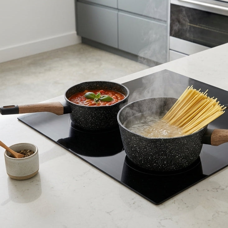Set de 3 Casseroles en Granite I Haute Résistance & Zéro Accroche
