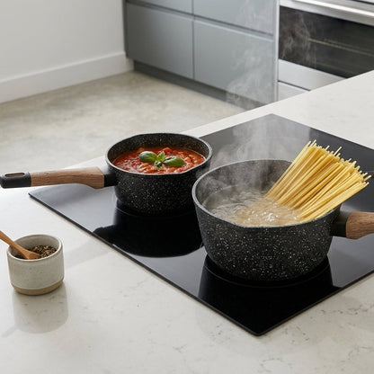 Set de 3 Casseroles en Granite I Haute Résistance & Zéro Accroche
