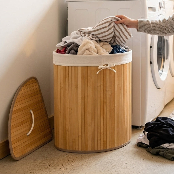 Pack de 2 Paniers à Linge En Osier I Poignées De Transport Faciles