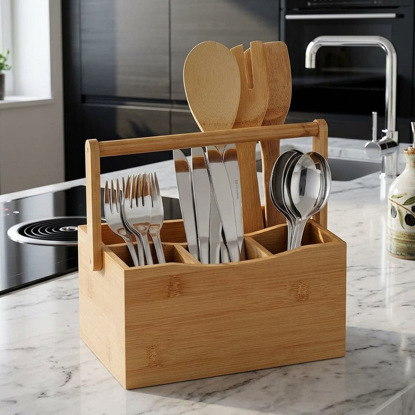 Porte-Ustensiles En Bambou | Qualité durable & Style naturel