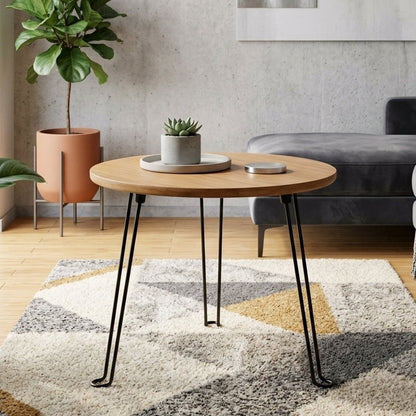 Table Basse Ronde Pliante en Bois I Pieds Métal