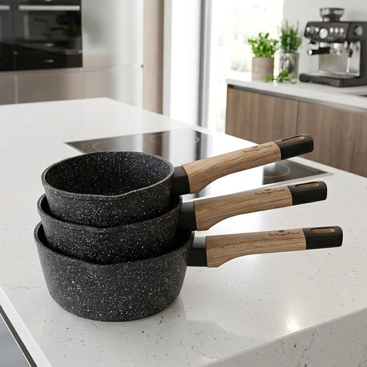 Set de 3 Casseroles en Granite I Haute Résistance & Zéro Accroche