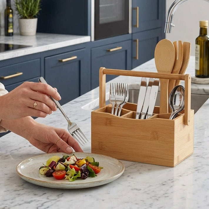 Porte-Ustensiles En Bambou | Qualité durable & Style naturel