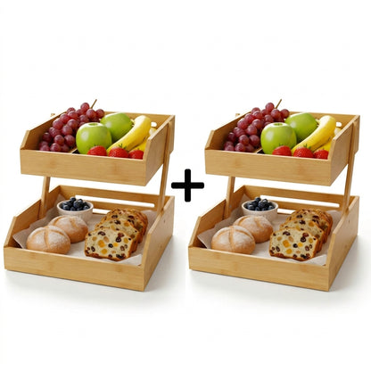 Pack de 2 Rangement Deux Niveaux en Bambou I Pratique & Polyvalent