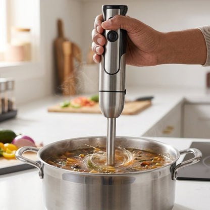 Mixeur Plongeant 4-en-1 I 600W & Hachoir, Batteur