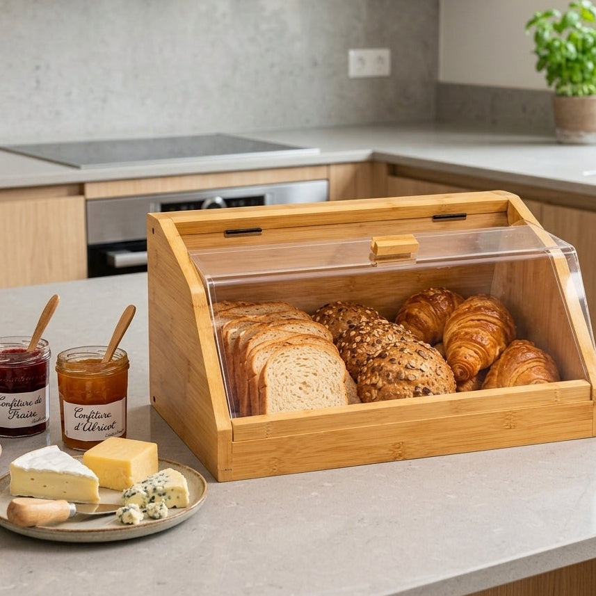 Boîte à Pain en Bambou Naturel | Design & Organisation Cuisine
